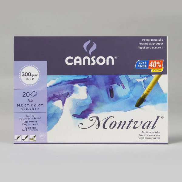 Picture of Canson Montval Polypack 300 gsm A5 size -Pack of 18+6 Sheets