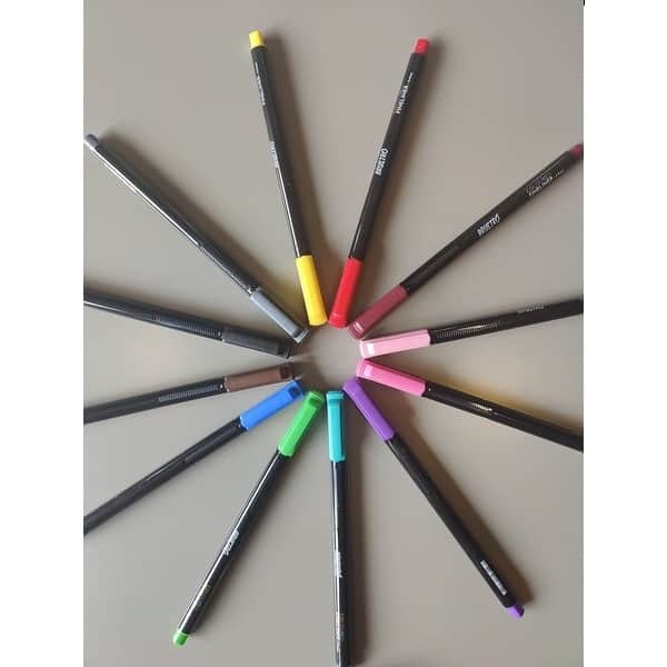Picture of Brustro Coloured Fineliner Set of 12 - 0.4mm ( with Free Brustro Bristol Ultra Smooth Paper A5 )