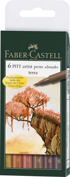 Picture of Faber Castell Terra Pitt Artist Pen - Wallet of 6