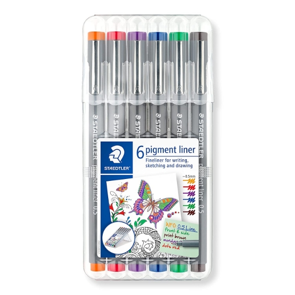 Picture of Staedtler Pigment Liner Pen - Assorted Set of 6 (0.5mm)