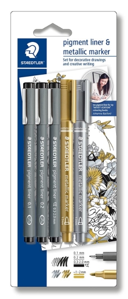Picture of Staedtler Pigment Liner and Metallic Marker - Set of 5