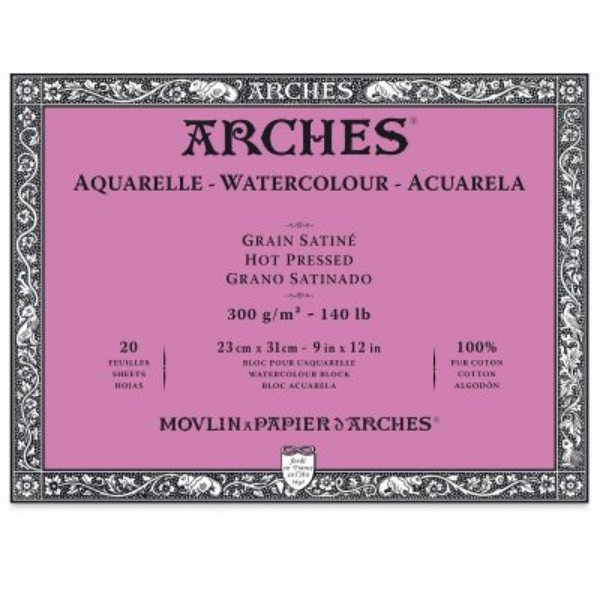 Picture of Arches Watercolor Paper Block Hot Pressed - 300gsm (23x31cm)