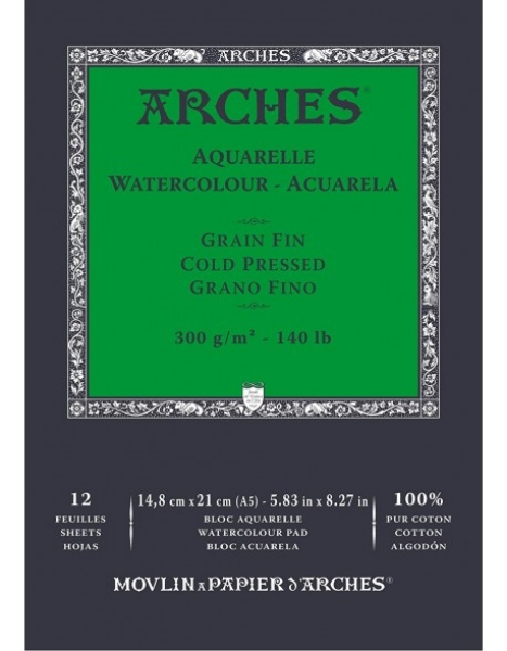 Picture of Arches Watercolor Paper Pad Cold Pressed - 300gsm (14.8x21cm)