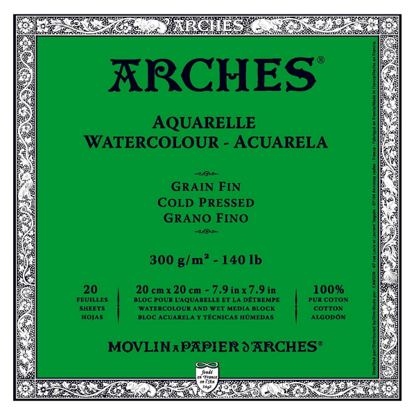 Picture of Arches Watercolor Paper Block Cold Pressed - 300gsm (20x20cm)