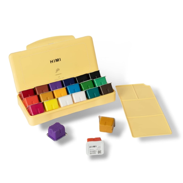 Picture of Himi Miya Gouache Paint - Set of 18 (30ml, Yellow)