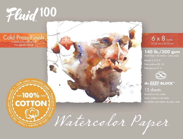 Picture of Speedball Fluid 100 Cold Pressed Watercolour Block - 300gsm 6x8"