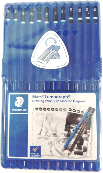 Picture of Staedtler Mars Lumograph and Mars Lumograph Black Pencils - Set of 12 (Assorted Degrees)