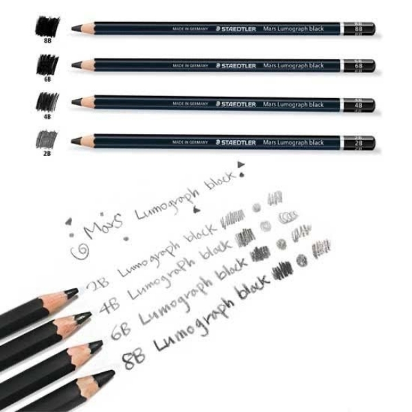 Picture of Staedtler Lumograph Black 100B Artist Pencils - Set of 4