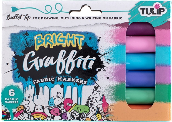 Picture of Tulip Graffiti Fabric Marker Bullet Tip - Set of 6 (Bright) 