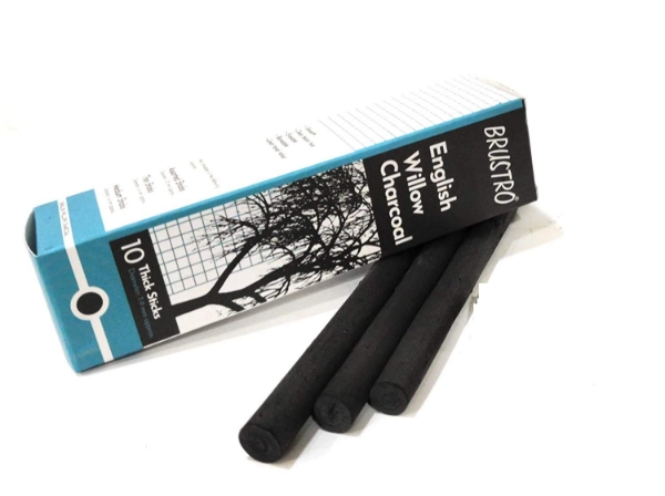 Picture of Brustro English Willow Charcoal Stick Set of 10 - Thick