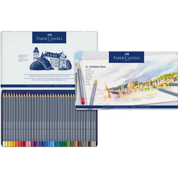 Picture of Faber Castell Goldfaber Aqua Colour Pencil Tin - Set of 36