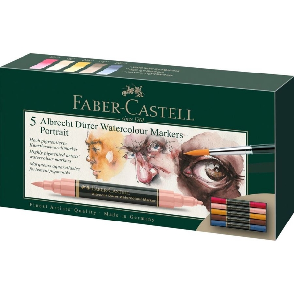 Picture of Faber Castell Albrecht Durer Watercolour Marker Set of 5 - Portrait