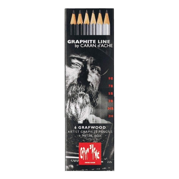 Picture of Caran d'Ache Graphite Pencils Grafwood - Set of 6 (Metal Case)