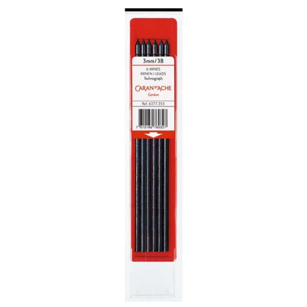 Picture of Caran d'Ache Technograph 3mm Leads - 3B pack of 6 (6377.353)