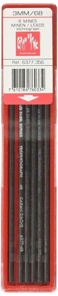 Picture of Caran d'Ache Technograph 3mm Leads - 6B Pack of 6 (6377.356)