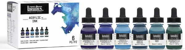 Picture of Liquitex Acrylic Ink Aqua Colours -Set of 6 (30ml)