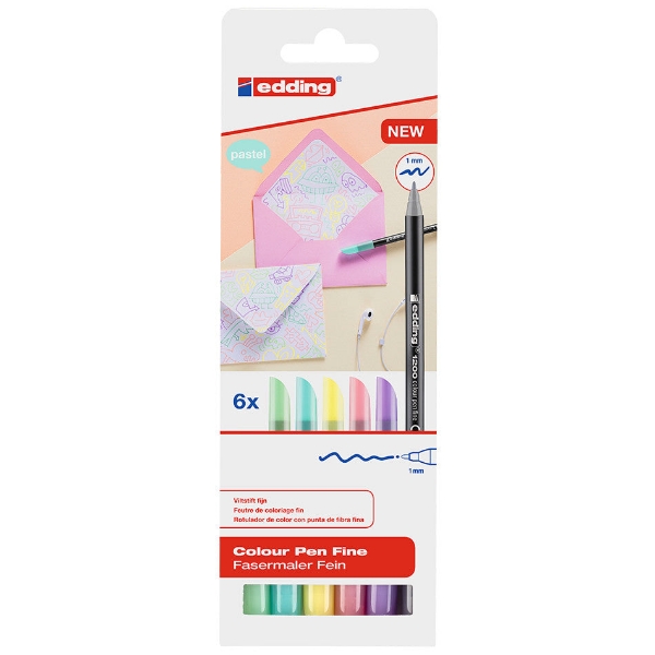 Picture of Edding Colour Pen Fine 1mm Pastel - Set of 6 (4-1200-6-999)