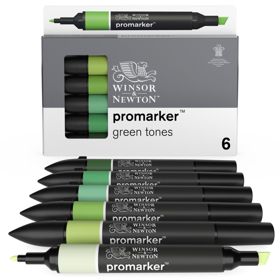 Htconline in winsor newton promarker set of 6 green tones 