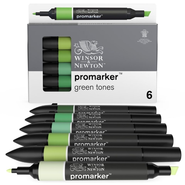 Picture of Winsor & Newton  Promarker - Set of 6 (Green Tones) 