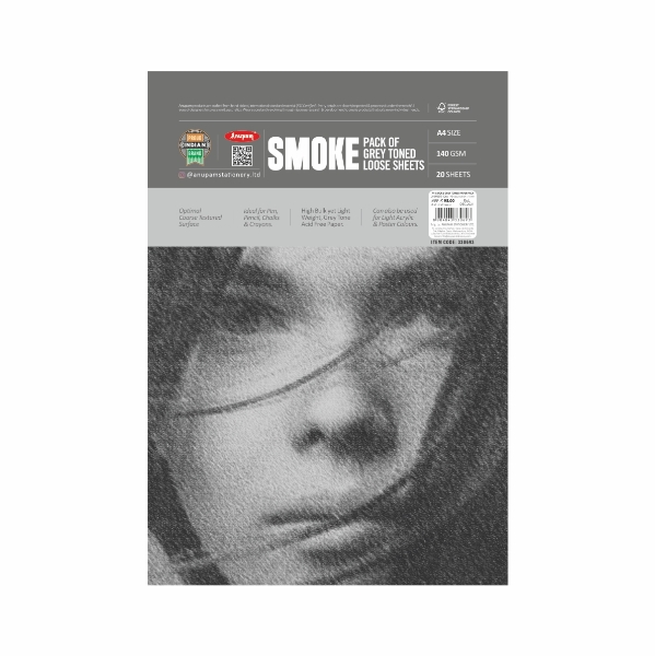 Picture of Anupam Smoke Grey Toned Loose Sheets - A4 Pack of 20 (140GSM)