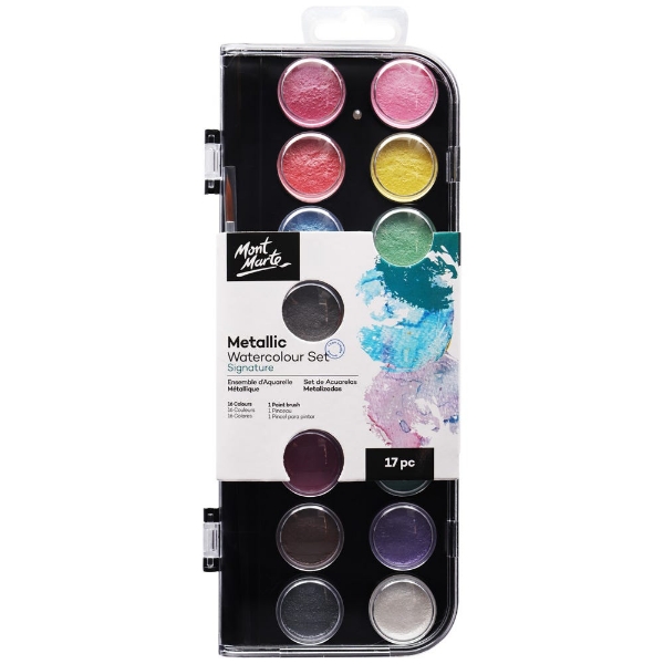 Picture of Mont Marte Metallic Watercolour Cake Signature Set - 17 Pieces