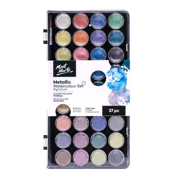 Picture of Mont Marte Metallic Watercolour Cake Signature Set - 37 Pieces