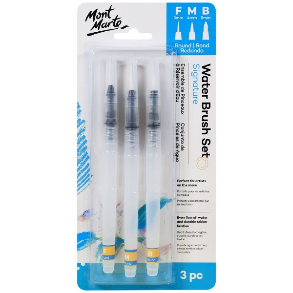 Picture of Mont Marte Water Brush Round - Set of 3 (F/M/B)