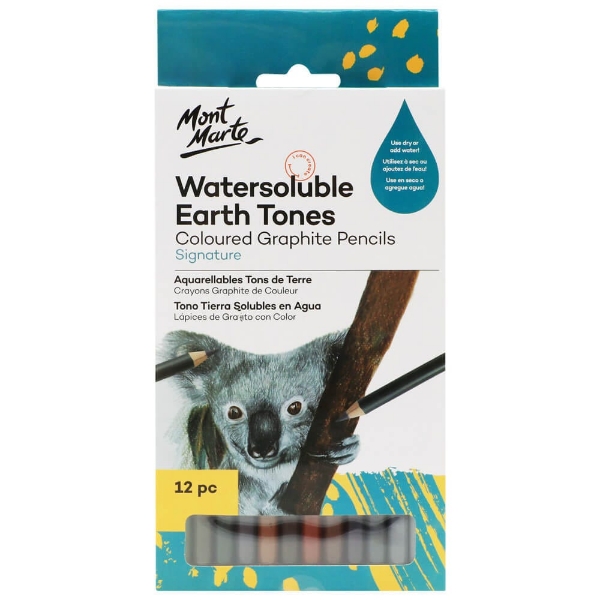 Picture of Mont Marte Watersoluble Earth Tones Coloured Graphite Pencils - 12pc