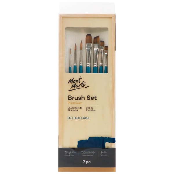 Picture of Mont Marte Acrylic Brush - Set of 7 (Wooden Box)