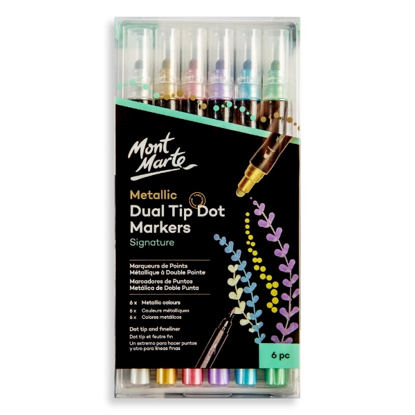 Picture of Mont Marte Dual Tip Dot Markers Set - 6 Pieces (Metallic)