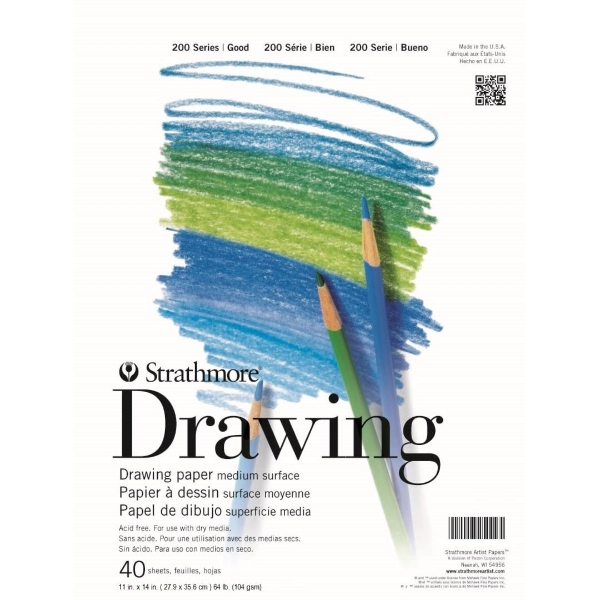 Picture of Strathmore 200 Series Drawing Pad - Tape Bound - 104gsm 11"x14" (40 Sheets)