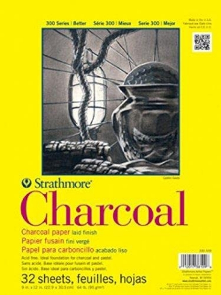 Picture of Strathmore 300 Series Charcoal Pad White - Tape Bound - 95gsm 9x12" (32 Sheets)