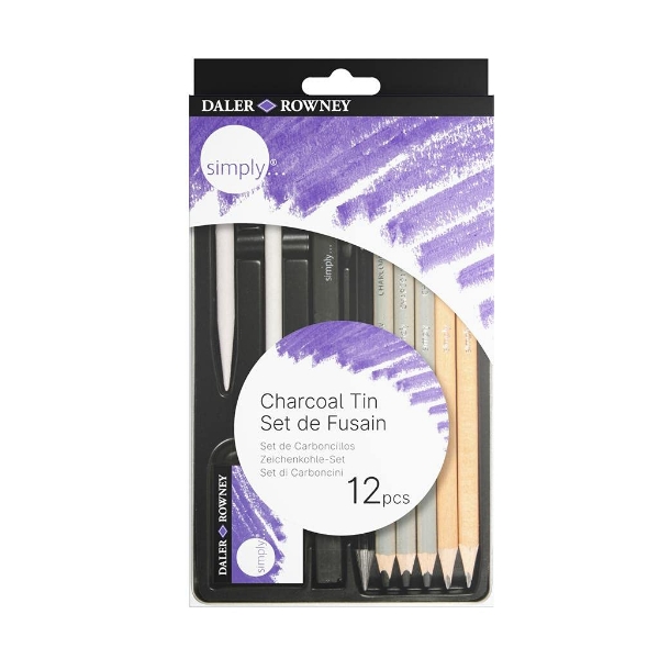 Picture of Daler Rowney Simply Charcoal Tin - Set of 12