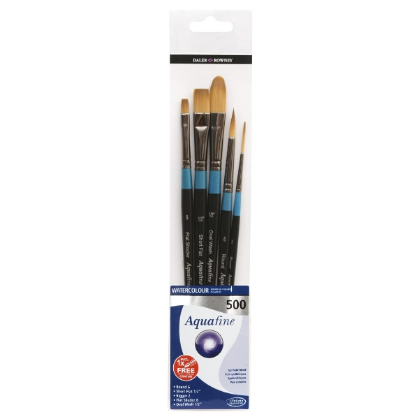 Picture of Daler Rowney Aquafine Short Handle Wallet Brush - Set of 5 (500)