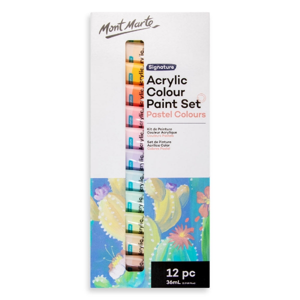 Picture of Mont Marte Acrylic Colour Pastel Paint Set of 12 - 36ml (1236)