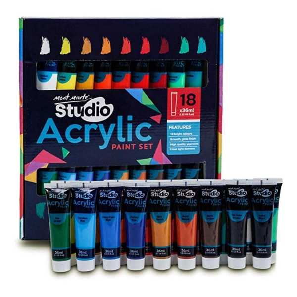 Picture of Mont Marte Acrylic Colour Pastel Paint Set of 18 - 36ml (1836)