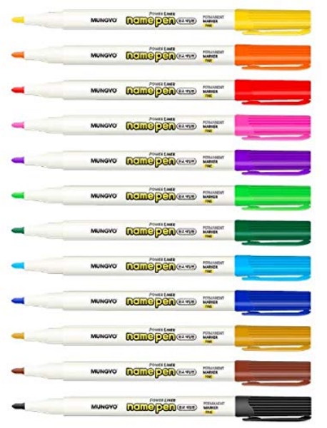 Picture of Mungyo Name Pen Permanent Fine Marker - Set of 12