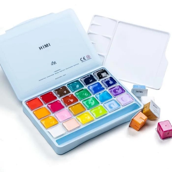 Picture of Himi Miya Gouache Paint - Set of 24 (30ml, Light Blue)