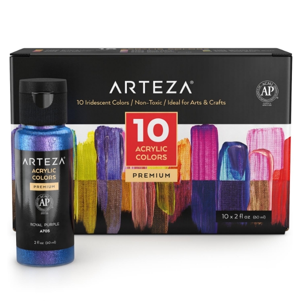 Picture of Arteza Iridescent Acrylic Paint - Set of 10 (60ml)