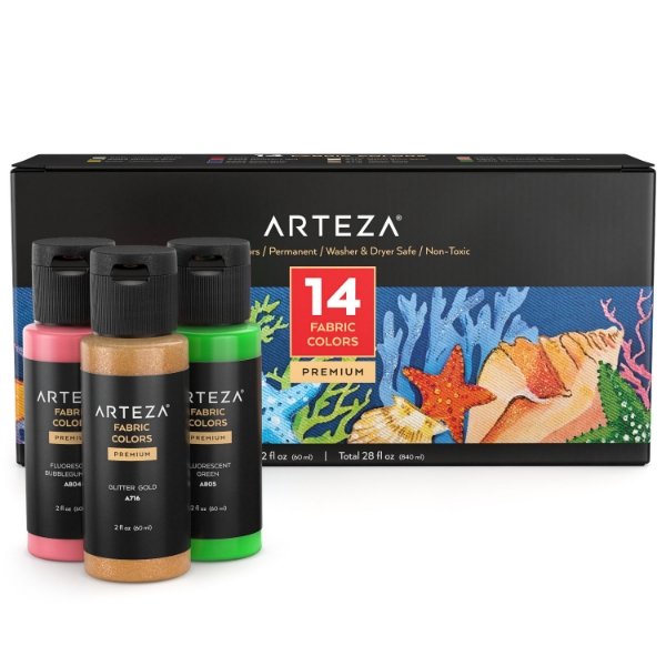 Picture of Arteza Fabric Paint - Set of 14 (60ml)