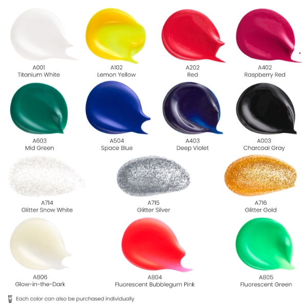 Picture of Arteza Fabric Paint - Set of 14 (60ml)