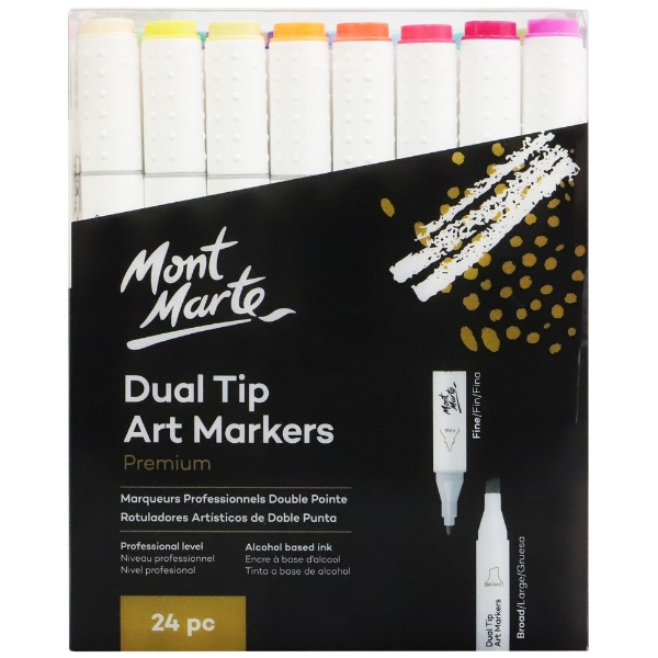 Picture of Mont Marte Dual Tip Art Markers Set - 24 Pieces