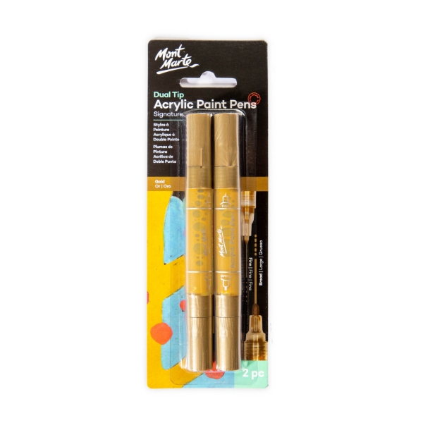 Picture of Mont Marte Dual Tip Acrylic Paint Pens Set - 2 Pieces (Gold)