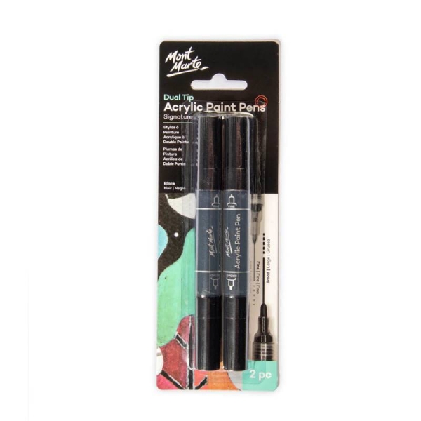 Picture of Mont Marte Dual Tip Acrylic Paint Pens Set - 2 Pieces (Black)