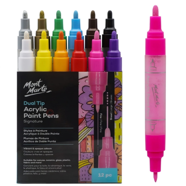 Picture of Mont Marte Dual Tip Acrylic Paint Pens Set - 12 Pieces