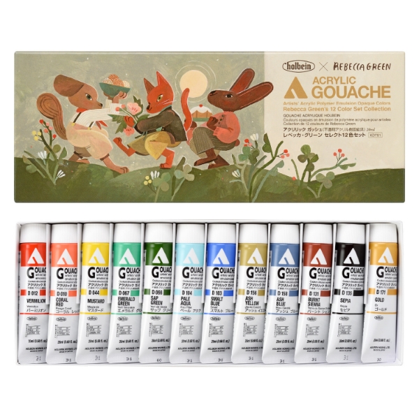 Picture of Holbein Acrylic Gouache Rebecca Greens Set Of 12-XD701