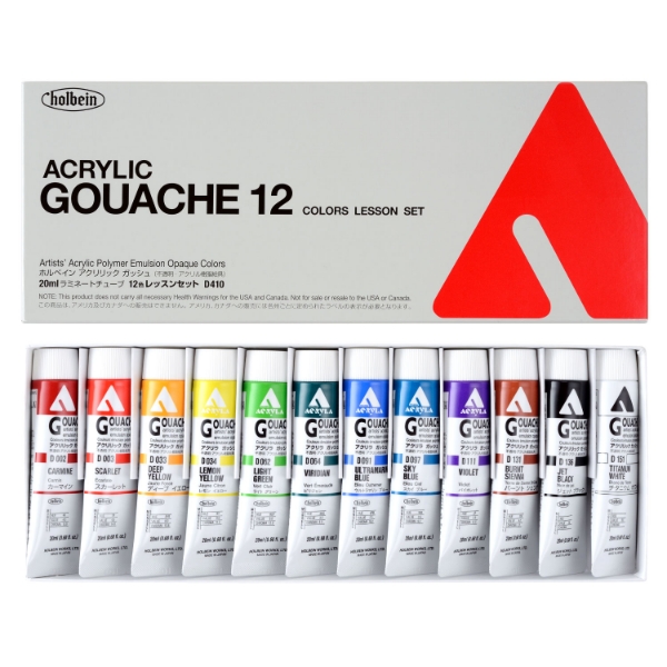 Picture of Holbein Acrylic Gouache LESSON 12 Gouache Set 20ml-D410