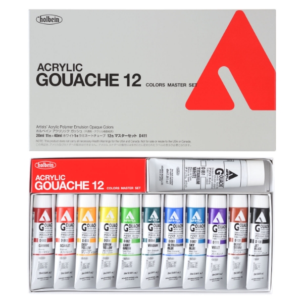 Picture of Holbein Acrylic Gouache MASTER 12 Gouache Set 20ml-D411