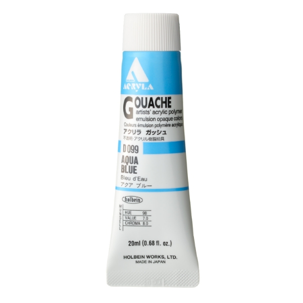 Picture of Holbein Acrylic Gouache Aqua Blue A 20ml-D099
