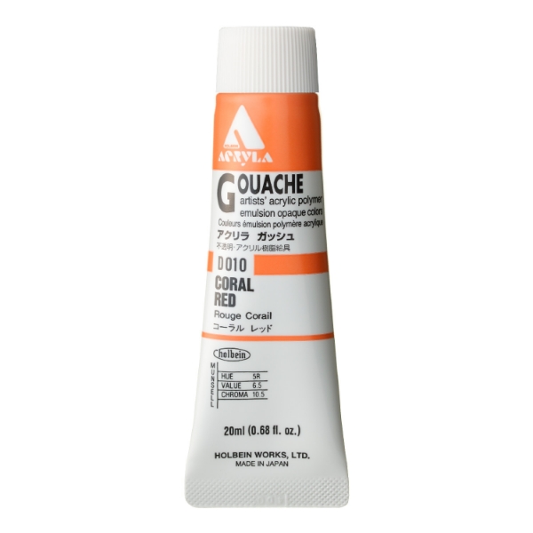 Picture of Holbein Acrylic Gouache Coral Red A 20ml-D010